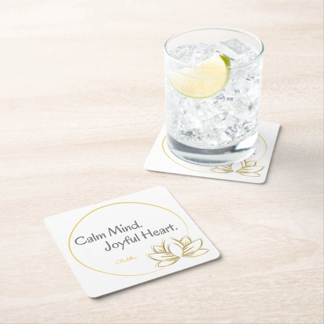 Lugn Mind Glatt Heart-buddha-citat Underlägg Papper Kvadrat (Insitu)
