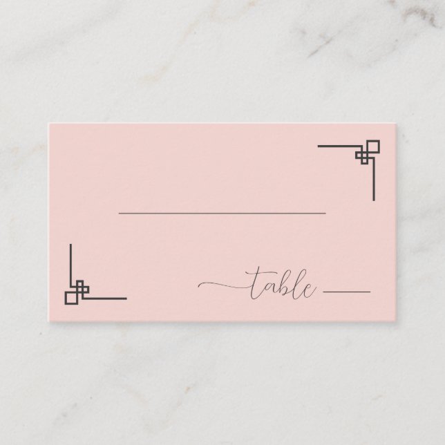 Lugn minimalist bordillustration i rosa placeringskort (Framsida)