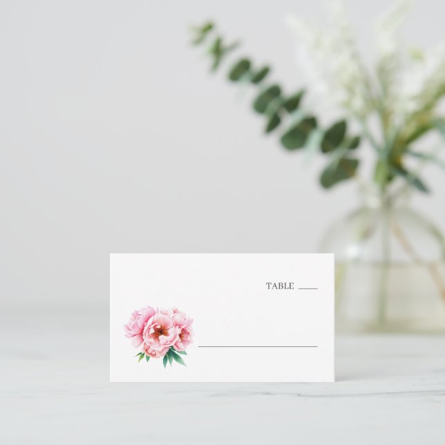 Lugn minimalist rosa blomsterdesign placeringskort (Stående Fram)