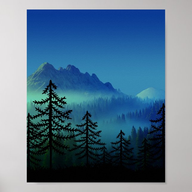 LUGN MOUNTAIN MIDNIGHT-SKOGAR POSTER (Framsidan)
