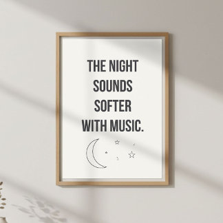 Lugn musikcitat väggkonst. Sängkammarinredning för Poster