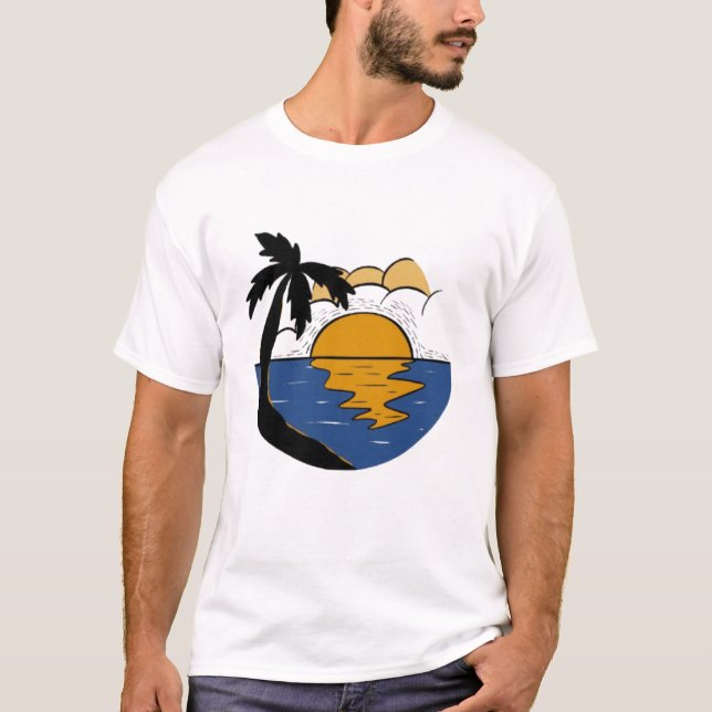 Lugn Naturflykt T-Shirt – Sol, Träd & Flod M (Framsida)