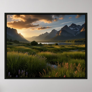 Lugn naturlig landskapsvy poster