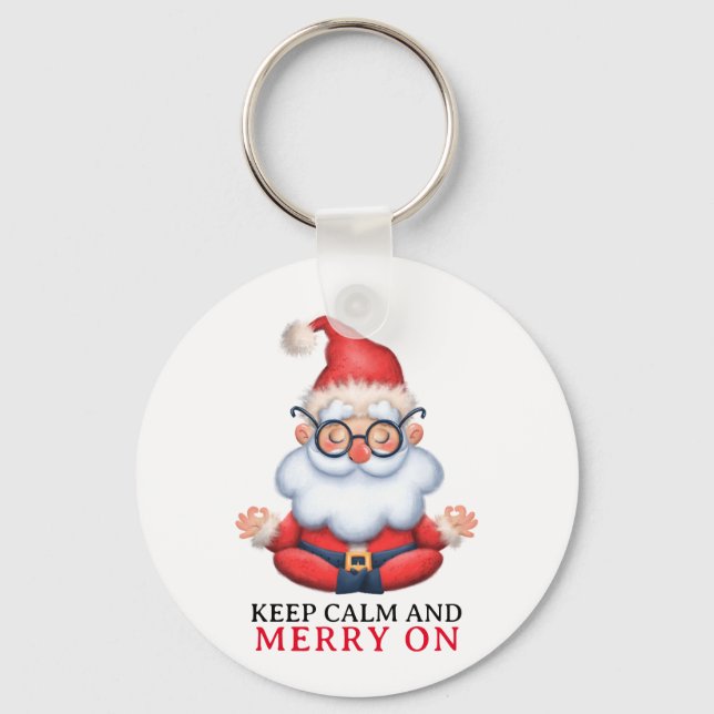 Lugn och fortsätt på Jultomten meditats Behålla Nyckelring (Framsida)