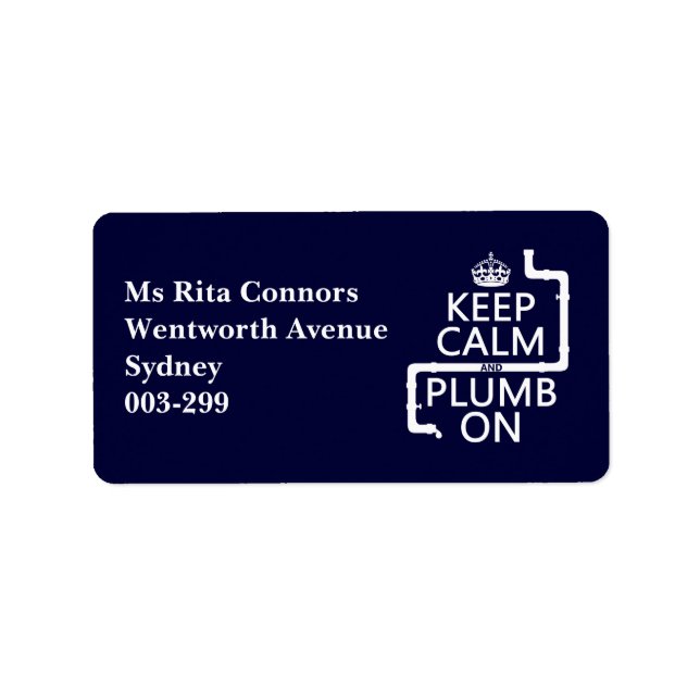 Lugn och påslag på behålla (rörmokare/rörmokare) adressetikett (Framsidan)