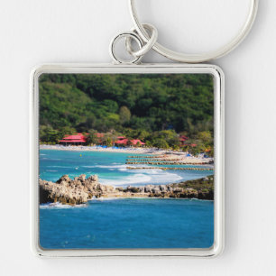 Lugn öparadis Labadee Haiti Fyrkantig Silverfärgad Nyckelring