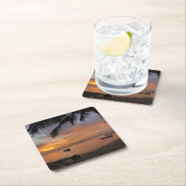 Lugn Pacific Sunset Underlägg - Tropical Ocean Vie Papper Kvadrat