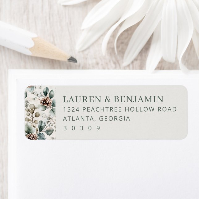 Lugn Pastell Botanisk Returadress Etikett (Insitu)