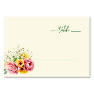 Lugn pastellfärgad blomsterbukett bordsnummer