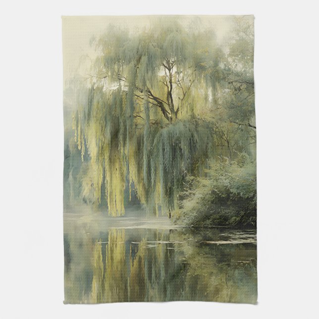 Lugn Pilträd Reflektion Natur Konst (10) Kökshandduk (Vertikal)