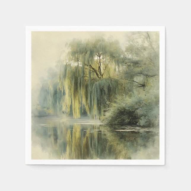 Lugn Pilträd Reflektion Natur Konst (10) Pappersservett (Framsidan)