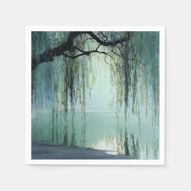 Lugn pilträd reflektion natur konst (4) pappersservett (Framsidan)