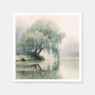 Lugn pilträd reflektion natur konst (7) pappersservett