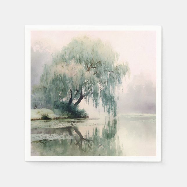 Lugn pilträd reflektion natur konst (7) pappersservett (Framsidan)