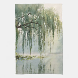 Lugn Pilträd Reflektion Natur Konst (9) Kökshandduk