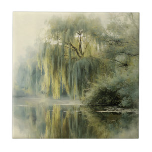 Lugn pilträd reflektion Naturkonst (10) Kakelplatta