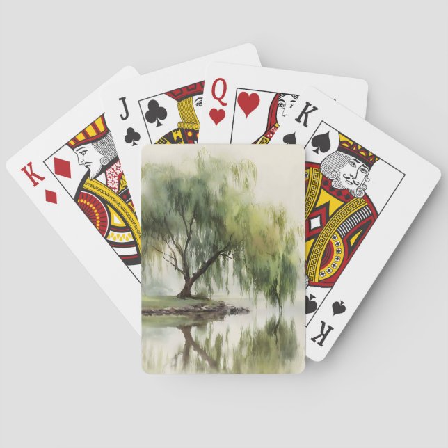 Lugn pilträd reflektion Naturkonst (12) Casinokort (Baksidan)
