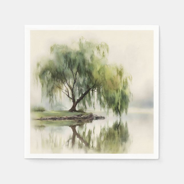 Lugn pilträd reflektion Naturkonst (12) Pappersservett (Framsidan)
