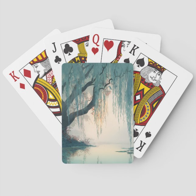 Lugn pilträd reflektion Naturkonst (3) Casinokort (Baksidan)