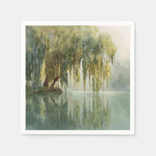 Lugn pilträd reflektion Naturkonst (8) Pappersservett