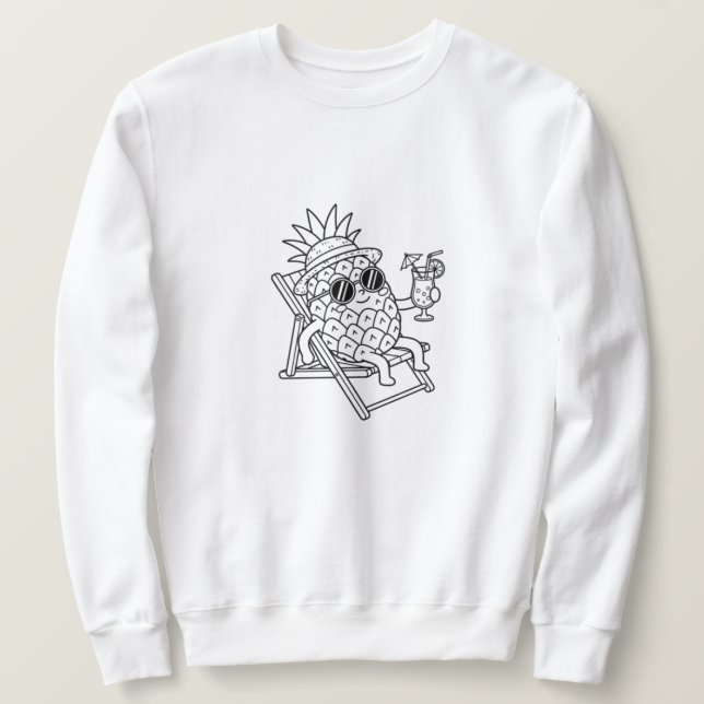Lugn Pineapple Sommarstämning  Lång Ärmad Tröja (Design framsida)