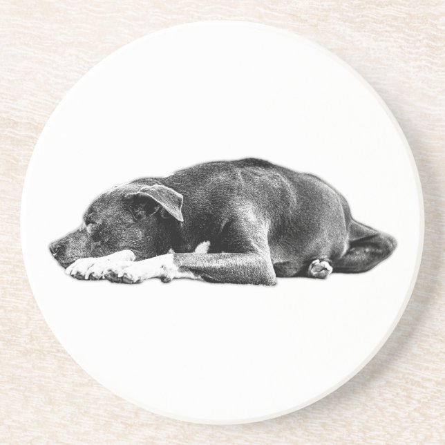 Lugn Pitbull Mix Ljugande Pose Art Underlägg (Framsidan)