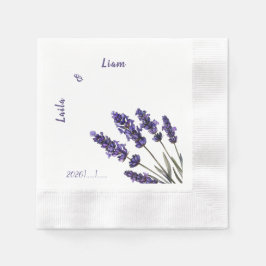 Lugn Provence Lavendel Blommig Bröllop Pappersservett