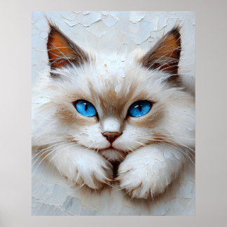 Lugn Ragdoll Katt – Pastell Komposition i Målerisk Poster