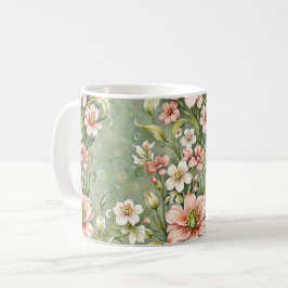 Lugn rosa och vita blommor på salvia kaffemugg