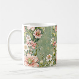 Lugn rosa och vita blommor på salvia kaffemugg