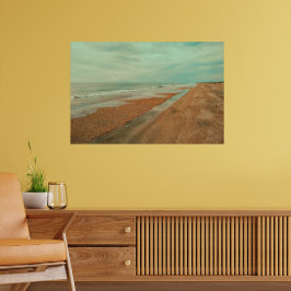 Lugn sandstrand havets tidvatten minimalistisk lan poster