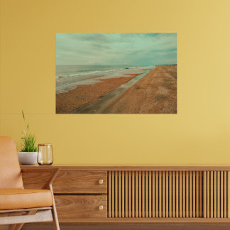 Lugn sandstrand havets tidvatten minimalistisk lan poster