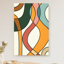 Lugn Savann Mjuk Abstrakt Mid-Century Canvas