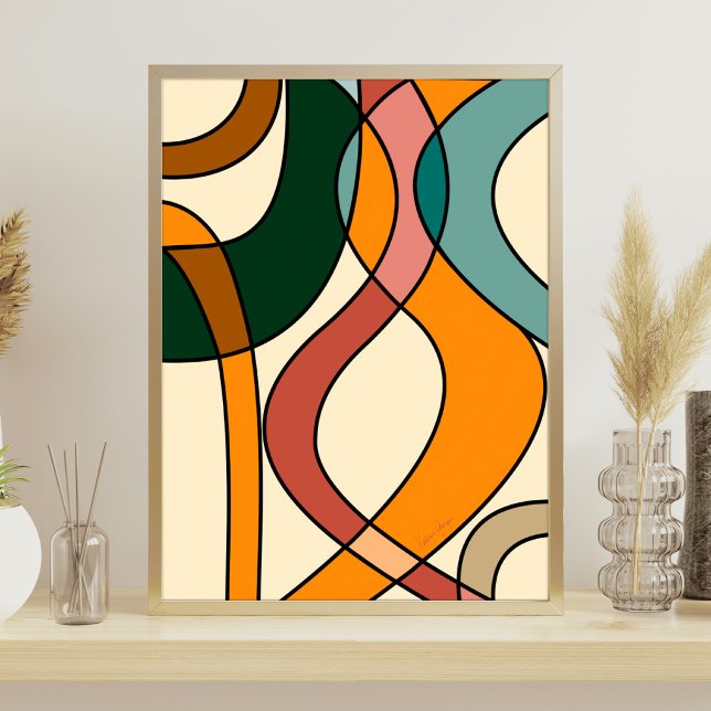 Lugn Savann Skön Abstrakt Modern Jordnära Poster (Serene Savanna Gentle Abstract Modern Earthy Art Print)