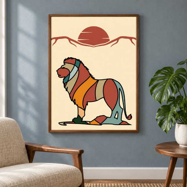 Lugn Savann Snäll Lejon Abstrakt Modern Konst Poster (Skapare uppladdad)