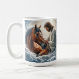 Lugn Scen av Medkänsla med Jesus och Häst Kaffemugg