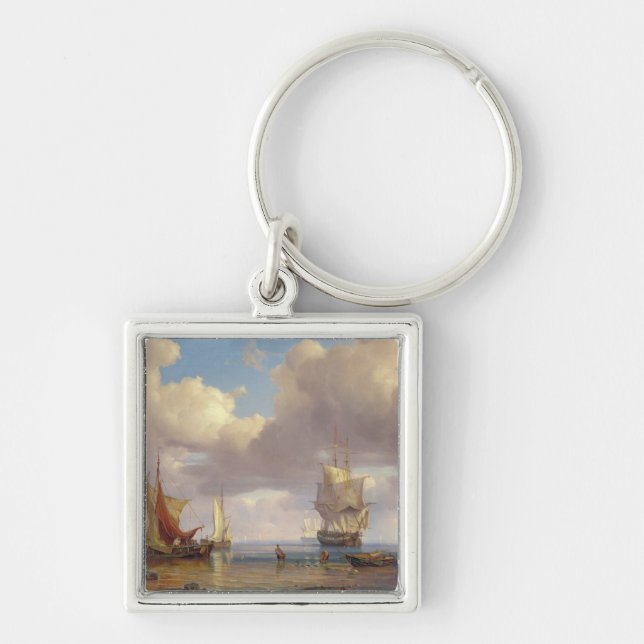 Lugn Sea, 1836 Fyrkantig Silverfärgad Nyckelring (Framsidan)