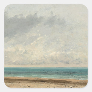 Lugn Sea - Gustave Courbet Fyrkantigt Klistermärke