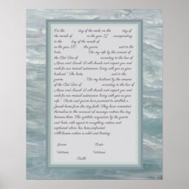 Lugn Seas Ketubah med kanadensisk reformtext Poster