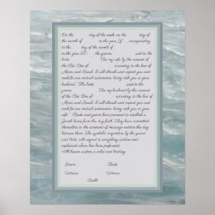 Lugn Seas Ketubah med kanadensisk reformtext Poster