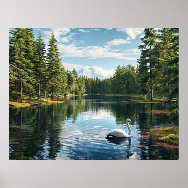 Lugn sjöscen med svan poster (Framsidan)