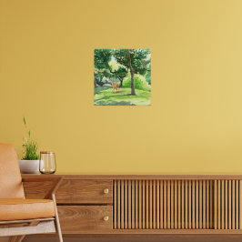 Lugn Skogs Hjort Akvarell Konst Poster