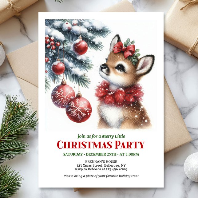Lugn snig skog jul barn inbjudan  (Serene snowy forest Christmas kids invitation printable)