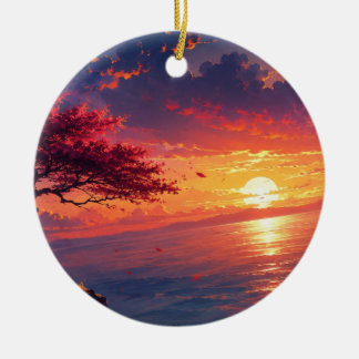 Lugn solnedgång Ocean Landskap Keramik Ornament |