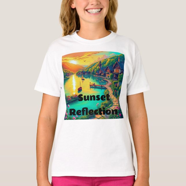 Lugn solnedgångsreflektion t shirt (Framsida)