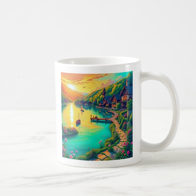 Lugn Solnedgångsreflektionsmugg Kaffemugg (Höger)