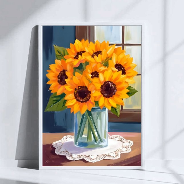 Lugn solrosor | Gul blomsterakvarell Poster (Skapare uppladdad)