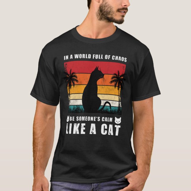 Lugn som en katt, klorna och reflektera: Solnedgån T Shirt (Framsida)