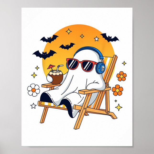 Lugn spök Halloween semester Rolliga strandvibbar  Poster (Framsidan)