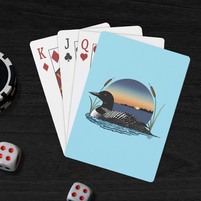 Lugn Storlom Solnedgång Blå Vilda Natur Sjö Casinokort (Skapare uppladdad)